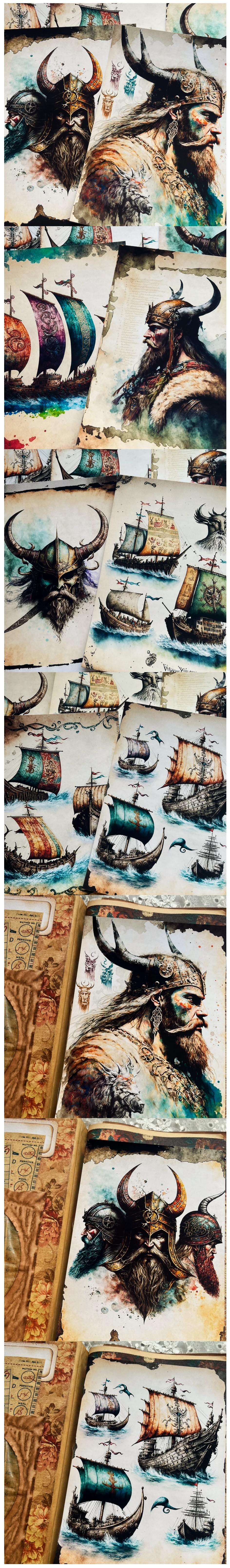Viking Warriors & Nautical Battle Scene Prints (21-5)