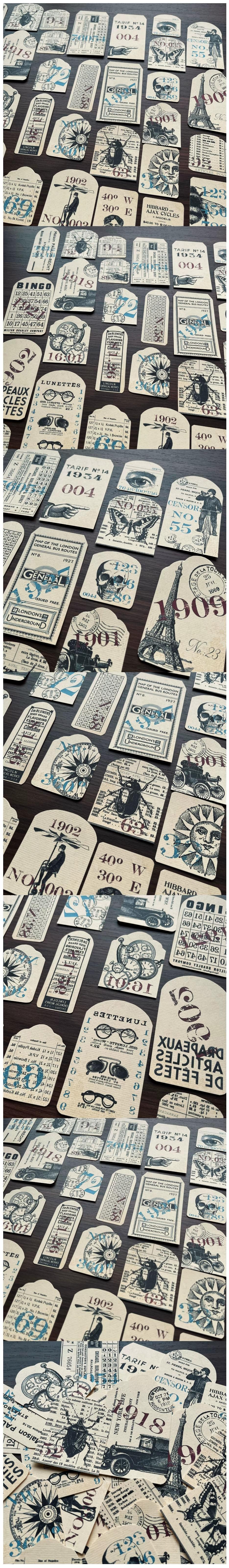 Retro Monochrome Stamp Butterflies & Invoice Tickets (6-6)