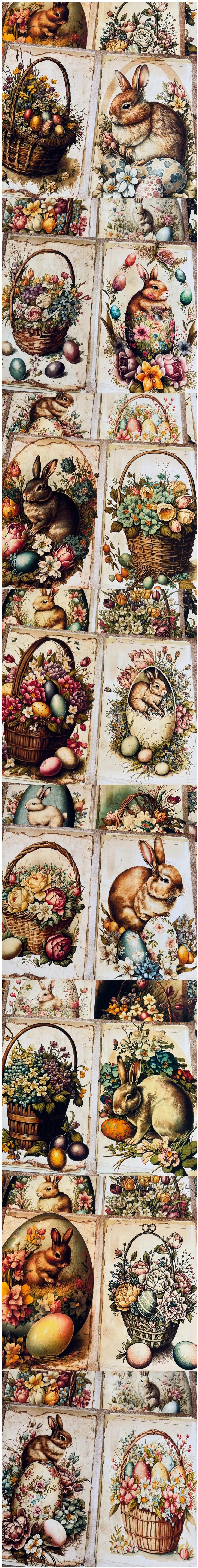 Vintage Easter Bunny & Floral Egg Backgrounds (26-1)