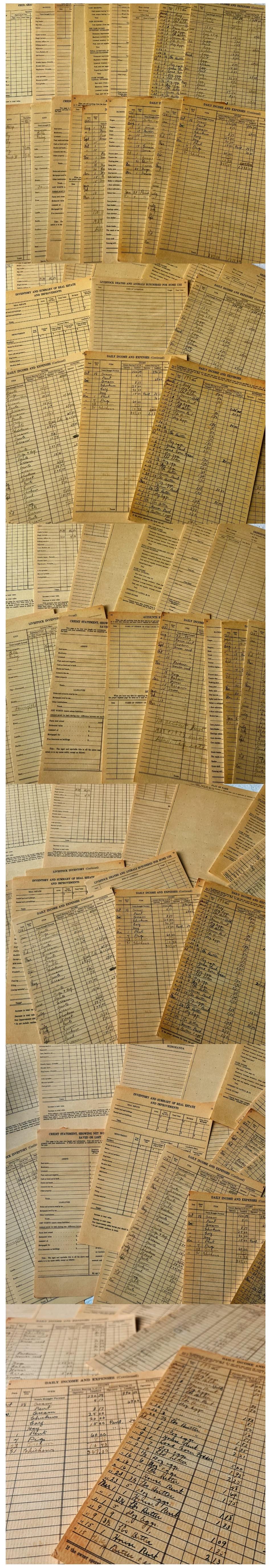 Aged Yellowed Western Invoice Records & Memos (5-10)