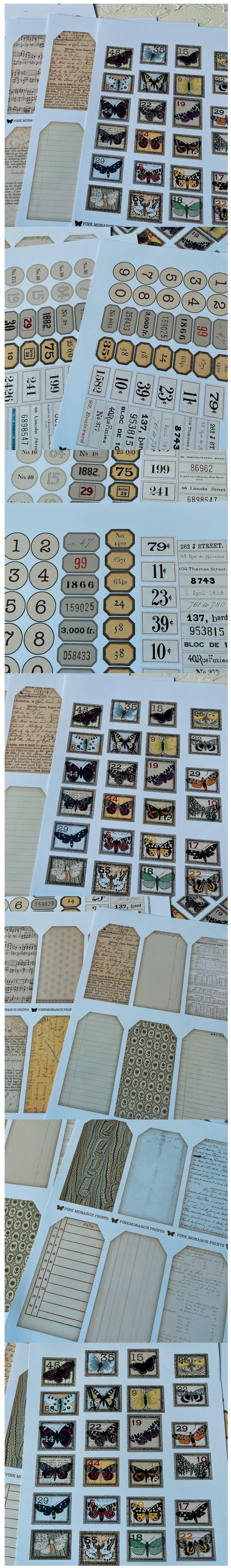 Retro Butterfly Tickets & Ephemera Tags (22-47)