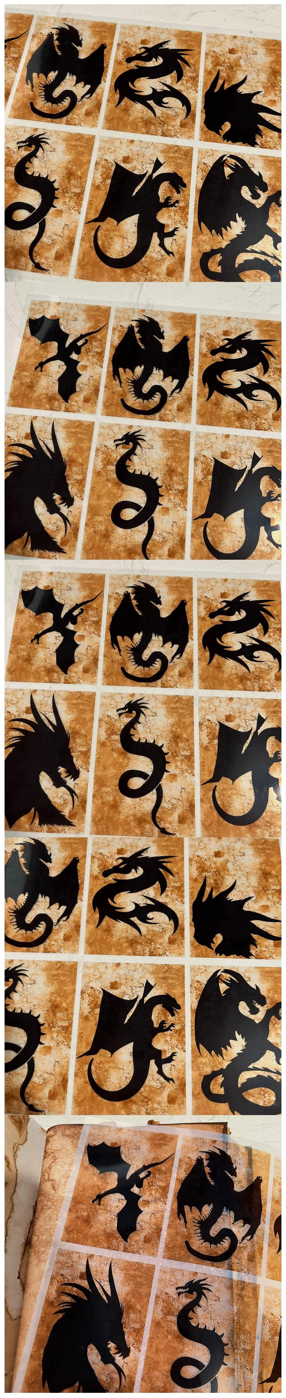 Clear Acetate Retro Dragon Ephemera Sheets (12-37)