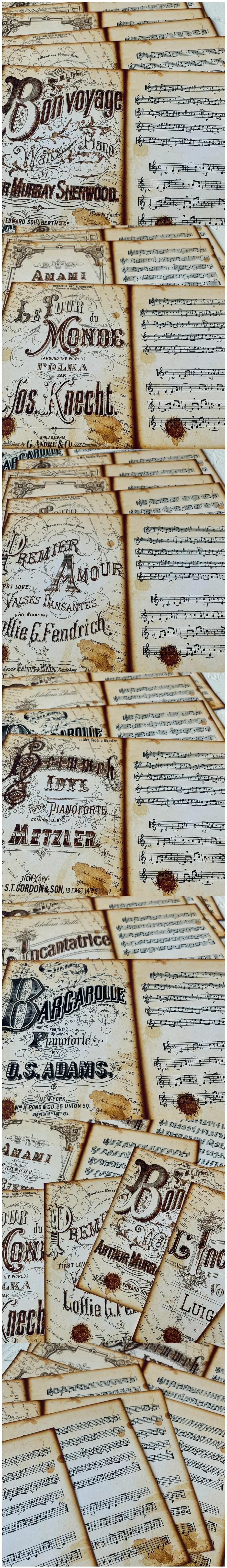 Vintage Yellowed Sheet Music Backgrounds (27-1)