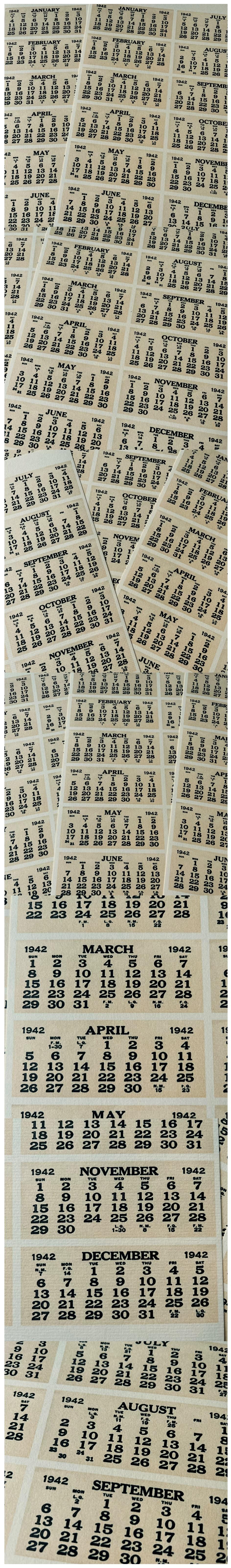 Retro Calendar Ledger Records & Date Labels (6-11)