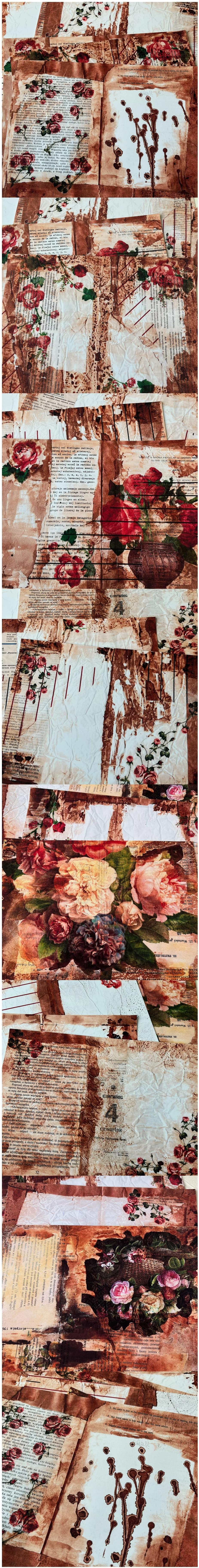 Romantic Vintage Roses & Dark Coffee Bases (24-21)
