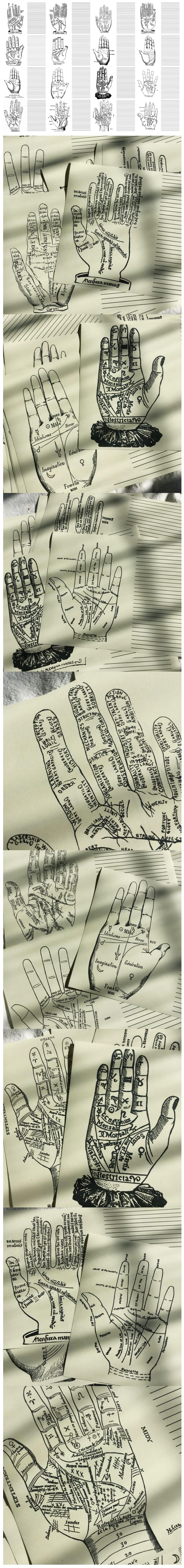 Vintage Palmistry Guide Charts & Dark Magic Hand Diagrams (12-49)