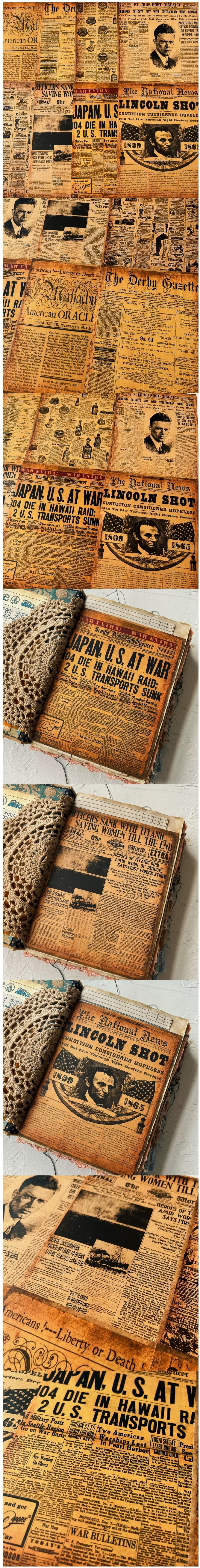 Aged Kraft Newspaper & Antique Newsprint (25-29)