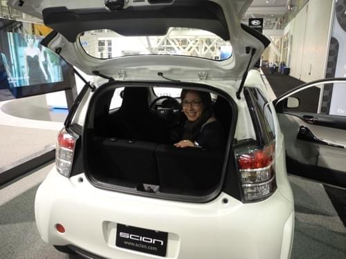 Julie Balise, content producer at Boston Globe, in the back of a Scion. Photo by Emera Trujillo Julie Balise, content producer at Boston Globe, in the back of a Scion. Photo by Emera Trujillo