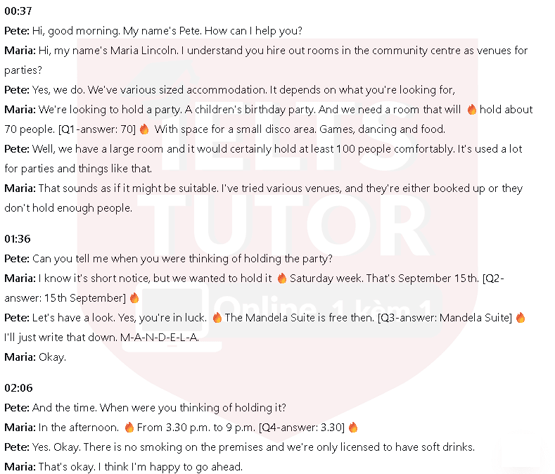 Venue booking form: Đề thi IELTS LISTENING (actual test) Venue booking form: Đề thi IELTS LISTENING (actual test)