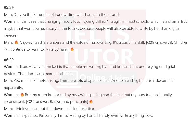 Which TWO benefits for children of learning to write did both students find surprising?: Đề thi IELTS LISTENING (practice test) Which TWO benefits for children of learning to write did both students find surprising?: Đề thi IELTS LISTENING (practice test)