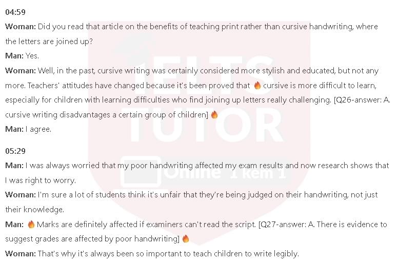 Which TWO benefits for children of learning to write did both students find surprising?: Đề thi IELTS LISTENING (practice test) Which TWO benefits for children of learning to write did both students find surprising?: Đề thi IELTS LISTENING (practice test)