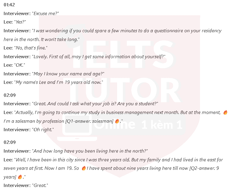 A Residence Survey: Đề thi IELTS LISTENING (actual test) A Residence Survey: Đề thi IELTS LISTENING (actual test)