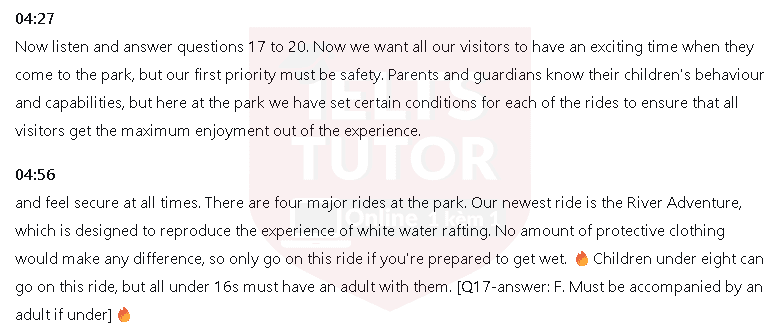 In what way is Camber’s different from other theme parks?: Đề thi IELTS LISTENING (actual test) In what way is Camber’s different from other theme parks?: Đề thi IELTS LISTENING (actual test)