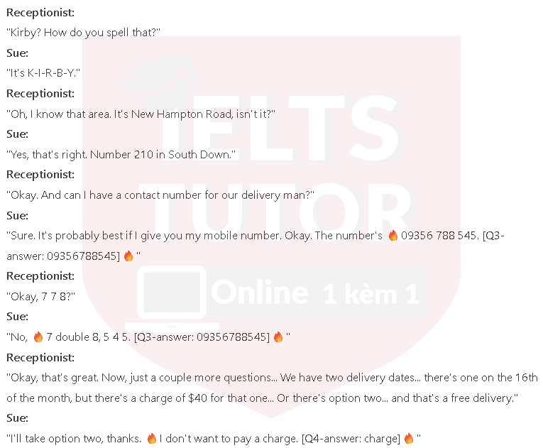 KT Furniture customer order form: Đề thi IELTS LISTENING (practice test) KT Furniture customer order form: Đề thi IELTS LISTENING (practice test)