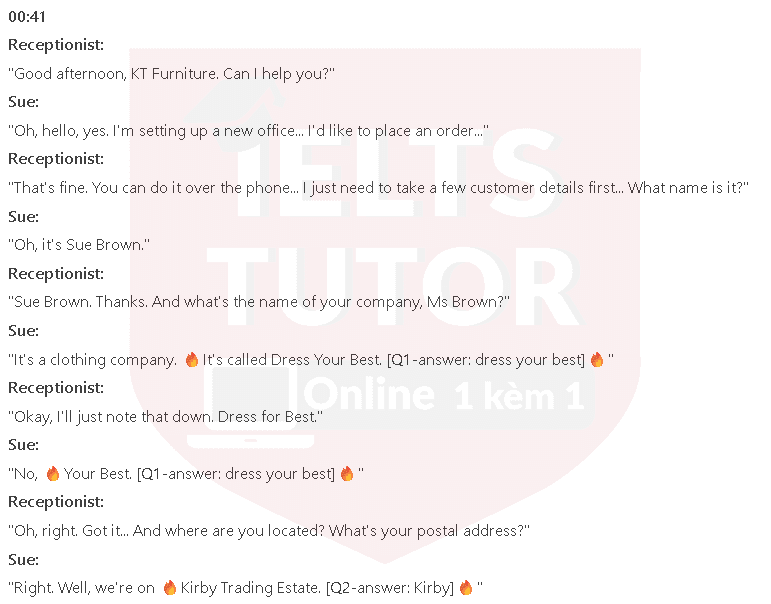 KT Furniture customer order form: Đề thi IELTS LISTENING (practice test) KT Furniture customer order form: Đề thi IELTS LISTENING (practice test)