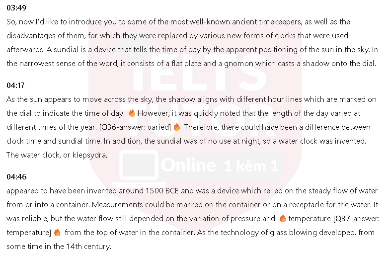 History of time-measurement: Đề thi IELTS LISTENING (actual test) History of time-measurement: Đề thi IELTS LISTENING (actual test)