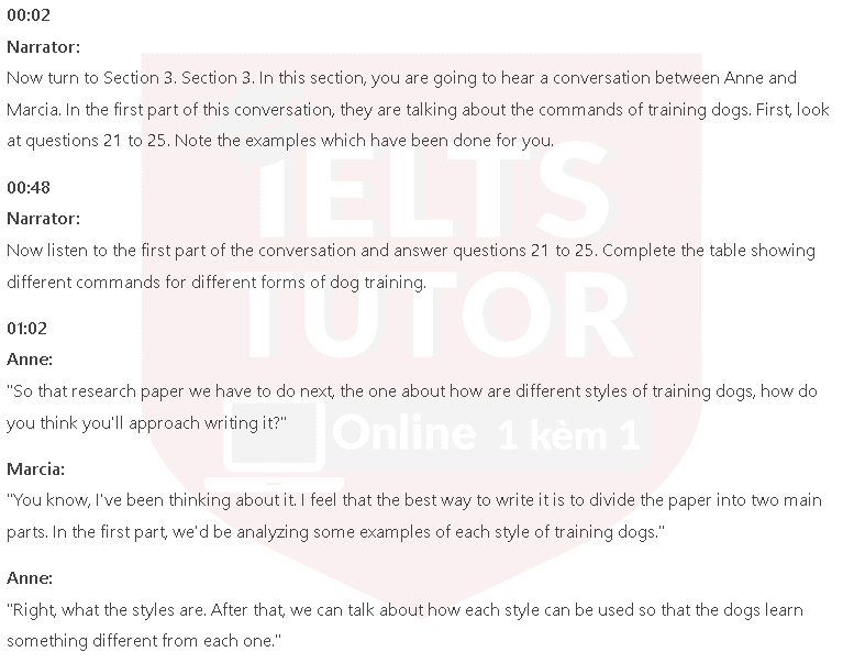 According to the speaker for which dogs are the following kinds of training most useful?: Đề thi IELTS LISTENING (practice test) According to the speaker for which dogs are the following kinds of training most useful?: Đề thi IELTS LISTENING (practice test)