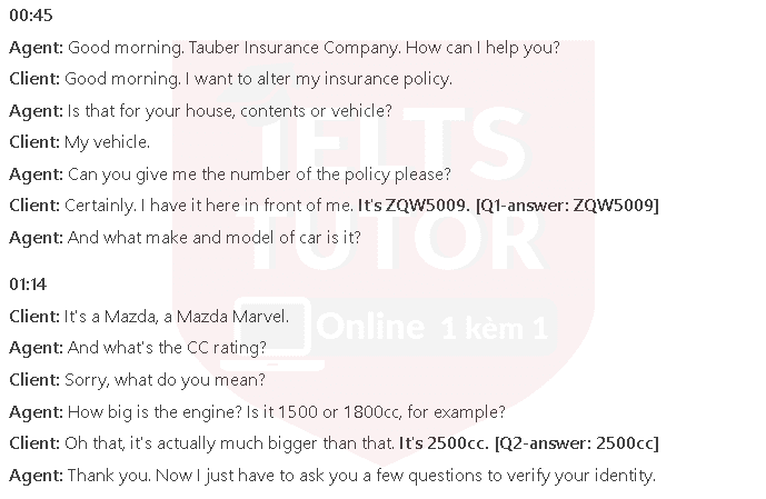 Tauber Insurance Company: Đề thi IELTS LISTENING (practice test) Tauber Insurance Company: Đề thi IELTS LISTENING (practice test)
