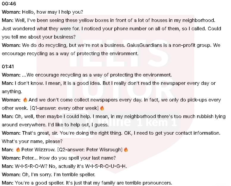Protecting environment through recycling: Đề thi IELTS LISTENING (actual test) Protecting environment through recycling: Đề thi IELTS LISTENING (actual test)