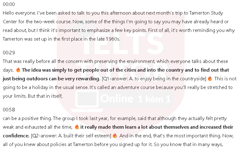 The Tamerton Centre was set up in order to encourage people: Đề thi IELTS LISTENING (actual test) The Tamerton Centre was set up in order to encourage people: Đề thi IELTS LISTENING (actual test)