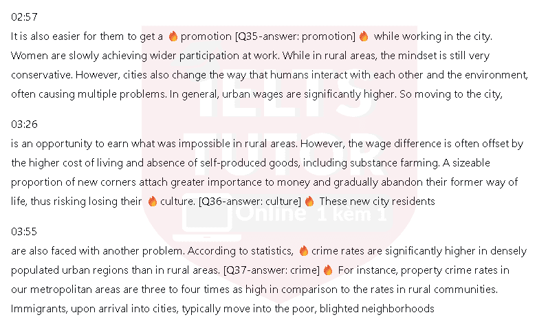 Urban migration discussion: Đề thi IELTS LISTENING (actual test) Urban migration discussion: Đề thi IELTS LISTENING (actual test)