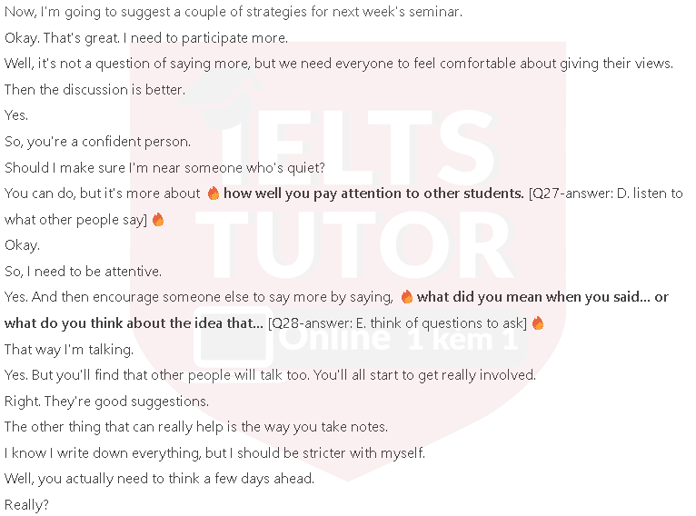 What does Ahmed say about last week’s seminar?: Đề thi IELTS LISTENING (practice test) What does Ahmed say about last week’s seminar?: Đề thi IELTS LISTENING (practice test)