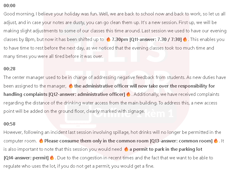 Introduction to the Evening Course (missing Q20): Đề thi IELTS LISTENING (actual test) Introduction to the Evening Course (missing Q20): Đề thi IELTS LISTENING (actual test)