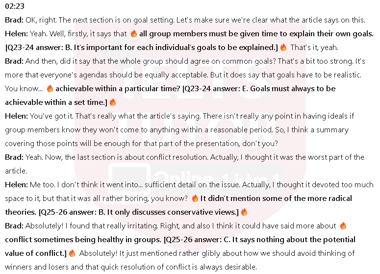 What TWO things do Brad and Helen agree to say about listening in groups?: Đề thi IELTS LISTENING (actual test) What TWO things do Brad and Helen agree to say about listening in groups?: Đề thi IELTS LISTENING (actual test)