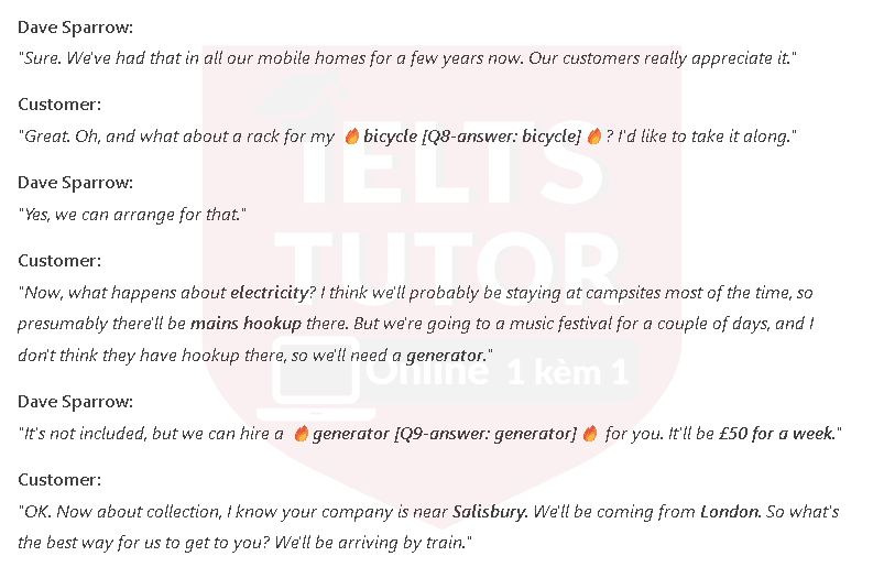 Coxhead Motorhomes: Đề thi IELTS LISTENING (actual test) Coxhead Motorhomes: Đề thi IELTS LISTENING (actual test)