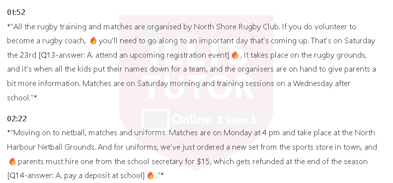 Sports Information for Parents: Đề thi IELTS LISTENING (actual test) Sports Information for Parents: Đề thi IELTS LISTENING (actual test)