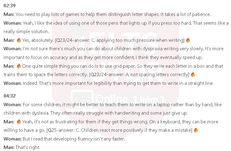 Which TWO benefits for children of learning to write did both students find surprising?: Đề thi IELTS LISTENING (practice test) Which TWO benefits for children of learning to write did both students find surprising?: Đề thi IELTS LISTENING (practice test)