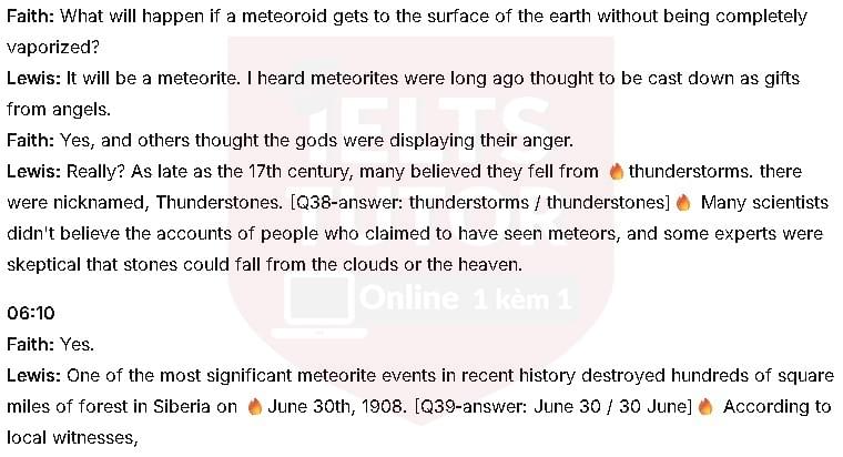 Magic Meteor Astronomy: Đề thi IELTS LISTENING (actual test) Magic Meteor Astronomy: Đề thi IELTS LISTENING (actual test)