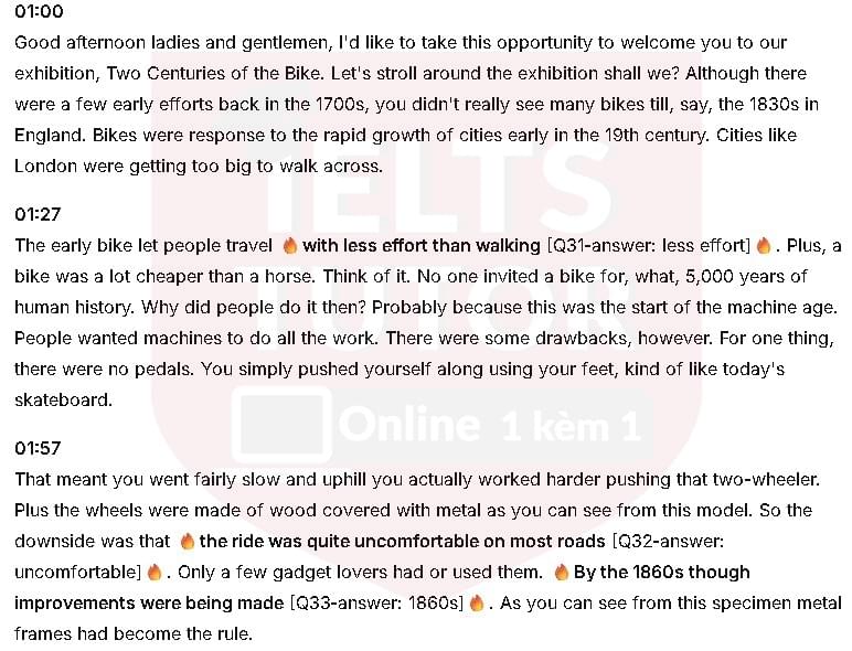 Đáp án Talking about the history of bikes: Đề thi IELTS LISTENING (actual test) Đáp án Talking about the history of bikes: Đề thi IELTS LISTENING (actual test)