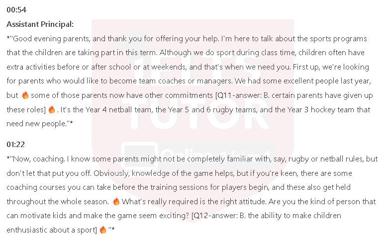 Sports Information for Parents: Đề thi IELTS LISTENING (actual test) Sports Information for Parents: Đề thi IELTS LISTENING (actual test)