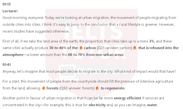 Reasons for and against urban migration: Đề thi IELTS LISTENING (actual test) Reasons for and against urban migration: Đề thi IELTS LISTENING (actual test)