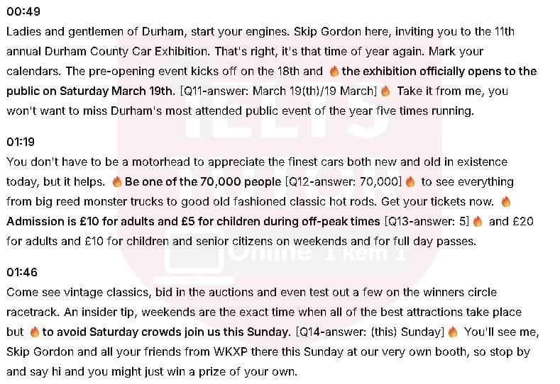 Durham County Car Show: Đề thi IELTS LISTENING (actual test) Durham County Car Show: Đề thi IELTS LISTENING (actual test)