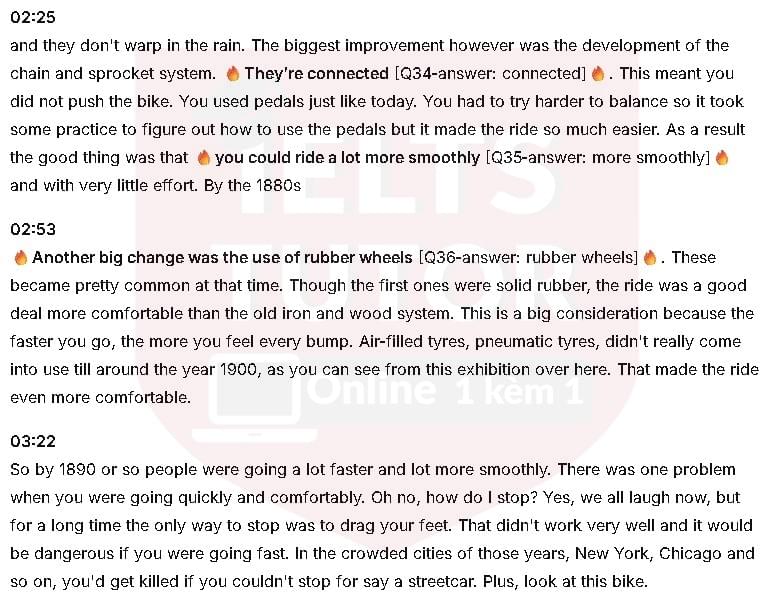 Đáp án Talking about the history of bikes: Đề thi IELTS LISTENING (actual test) Đáp án Talking about the history of bikes: Đề thi IELTS LISTENING (actual test)