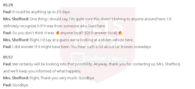 Report on abandoned vehicle: Đề thi IELTS LISTENING (practice test) Report on abandoned vehicle: Đề thi IELTS LISTENING (practice test)