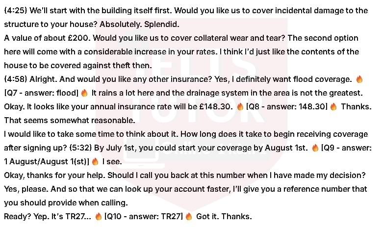 Home Insurance Quotation Form: Đề thi IELTS LISTENING Home Insurance Quotation Form: Đề thi IELTS LISTENING