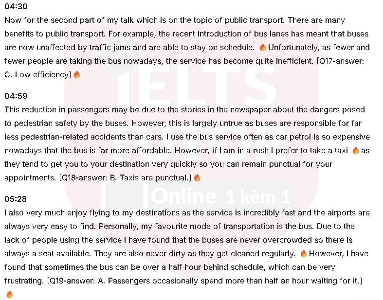 What is the problem of the public transport?: Đề thi IELTS LISTENING (actual test) What is the problem of the public transport?: Đề thi IELTS LISTENING (actual test)