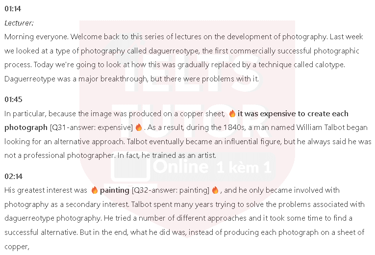 Calotype photography in Britain and France: Đề thi IELTS LISTENING (actual test) Calotype photography in Britain and France: Đề thi IELTS LISTENING (actual test)
