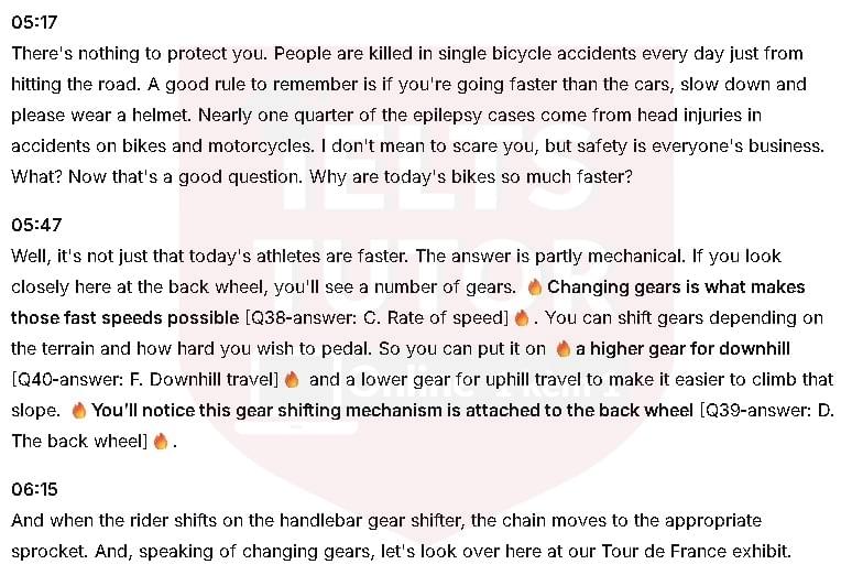 Đáp án Talking about the history of bikes: Đề thi IELTS LISTENING (actual test) Đáp án Talking about the history of bikes: Đề thi IELTS LISTENING (actual test)