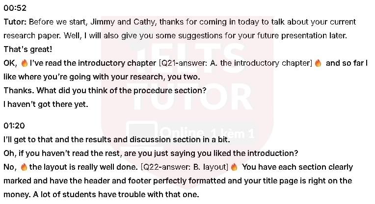 Which part has the tutor already read?: Which part has the tutor already read?: