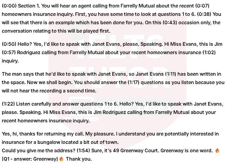 Home Insurance Quotation Form: Đề thi IELTS LISTENING Home Insurance Quotation Form: Đề thi IELTS LISTENING