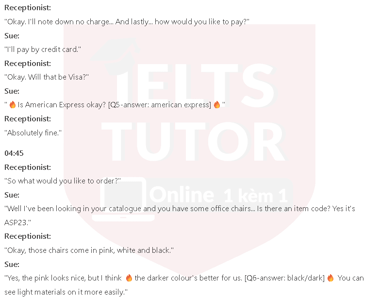 KT Furniture customer order form: Đề thi IELTS LISTENING (practice test) KT Furniture customer order form: Đề thi IELTS LISTENING (practice test)