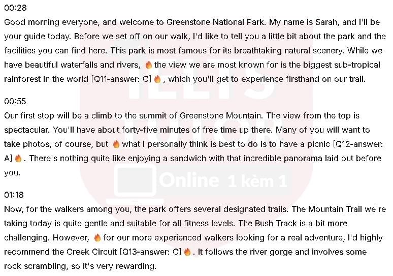 Đáp án The most famous view in this park is: Đề thi IELTS LISTENING (actual test) Đáp án The most famous view in this park is: Đề thi IELTS LISTENING (actual test)