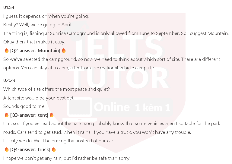 Campsite Reservation Form: Đề thi IELTS LISTENING (actual test) Campsite Reservation Form: Đề thi IELTS LISTENING (actual test)