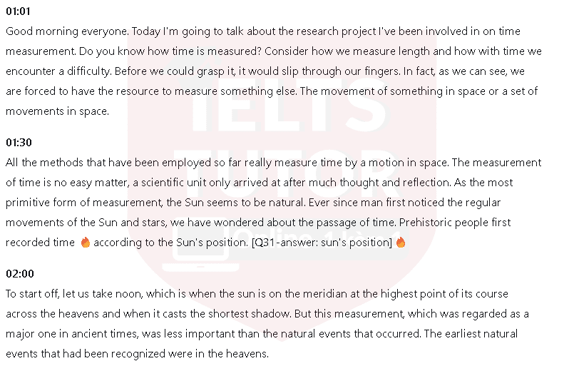 History of time-measurement: Đề thi IELTS LISTENING (actual test) History of time-measurement: Đề thi IELTS LISTENING (actual test)