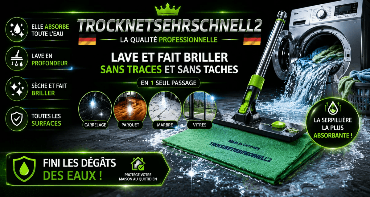 Serpillière microfibre verte Trocknetsehrschnell – sèche ultra-rapidement et nettoie sans traces tous les sols. Serpillière microfibre verte Trocknetsehrschnell – sèche ultra-rapidement et nettoie sans traces tous les sols.