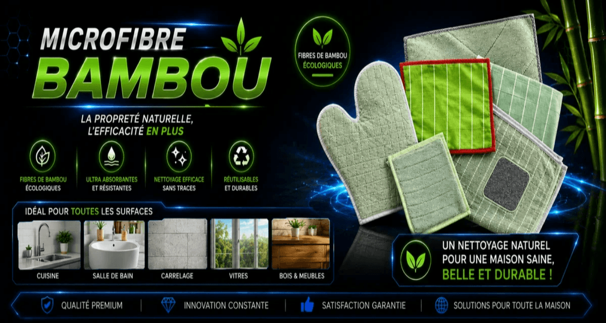 Chiffon en fibre de bambou ultra-absorbant – nettoyage écologique et durable pour toutes surfaces. Chiffon en fibre de bambou ultra-absorbant – nettoyage écologique et durable pour toutes surfaces.